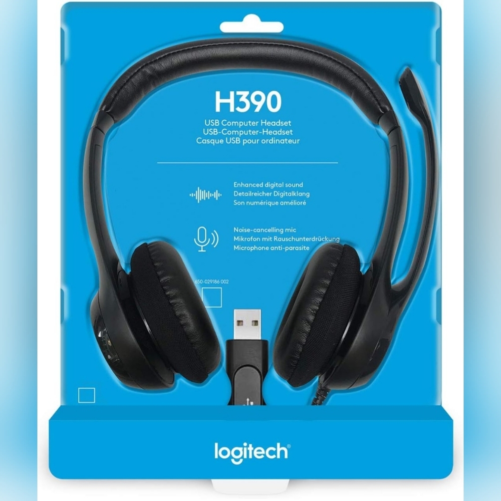 Logitech H390 wired headset for pc/laptop noise canceling microphone USB-A black